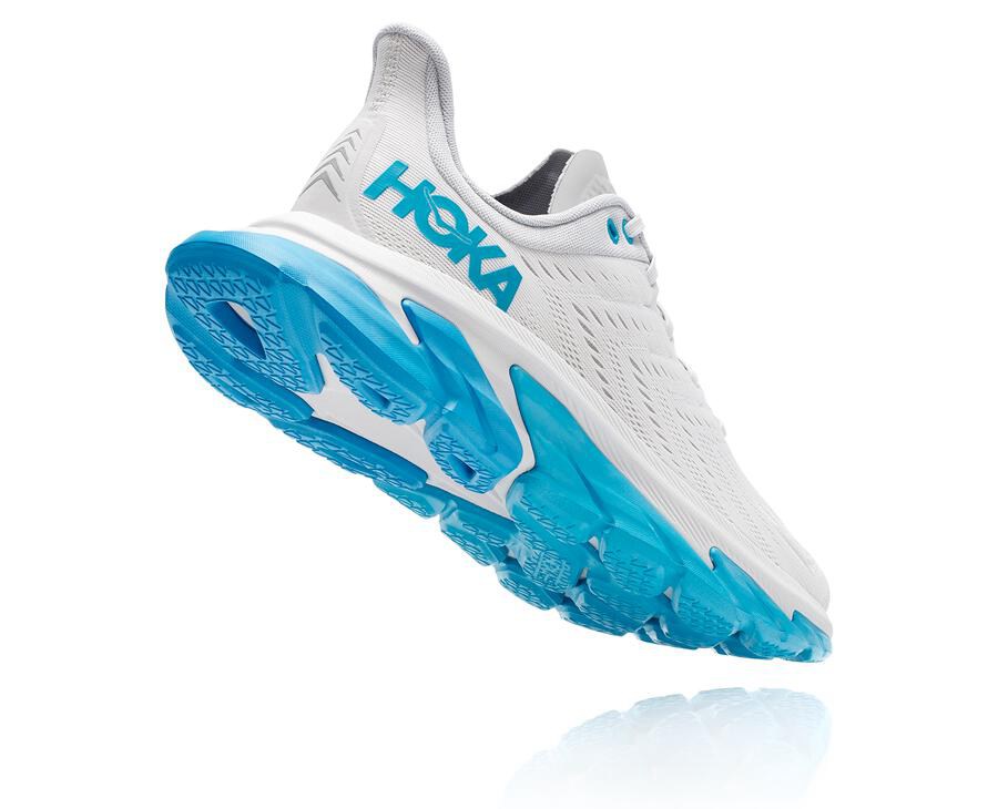 Hoka One One Mens Running Shoes - Clifton Edge - White/Blue - AFSH98723